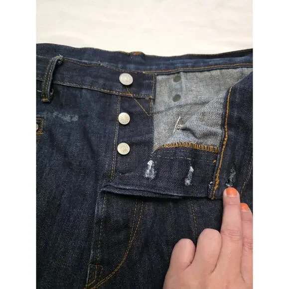 Evisu Y2K Denim Shorts Dark Blue Size 44 Vintage Heritage - Picture 3 of 15